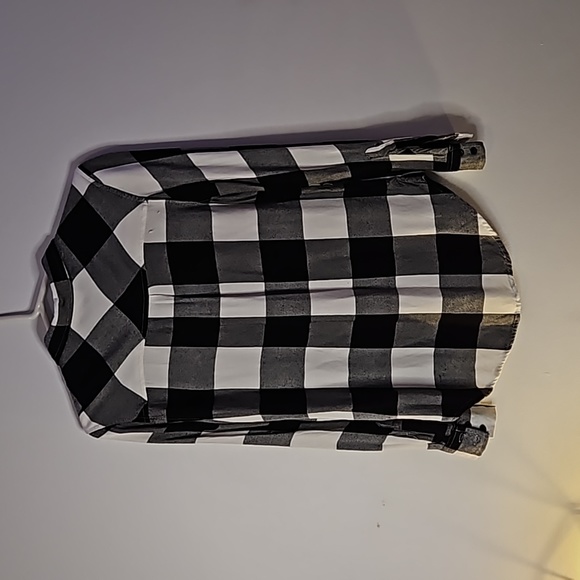 Arizona Jean Company Small Boyfriend Fit Flannel Black and White - Picture 2 of 11